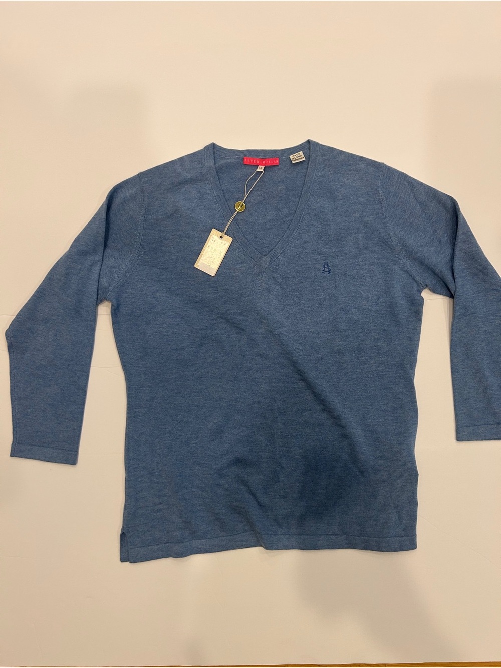 Peter Millar Heathered Blue V-Neck Sweater